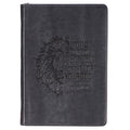 Libreta Cuero Gris con cremallera "Joshua 1:9"