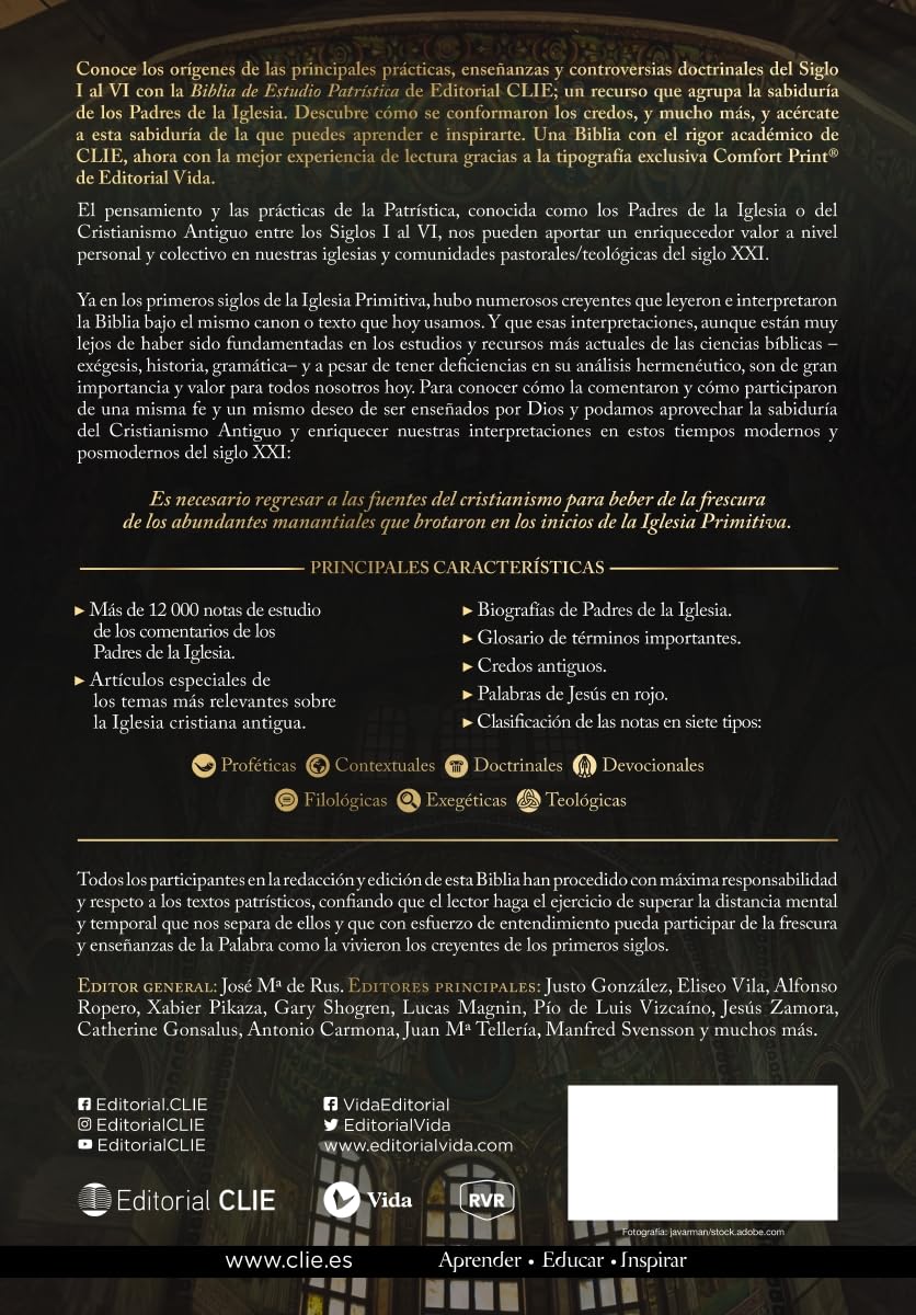 Biblia (RVR) de Estudio Patrística, LeatherSoft™ Marrón : La Sabiduría del Cristianismo Antiguo, siglos I al VI
