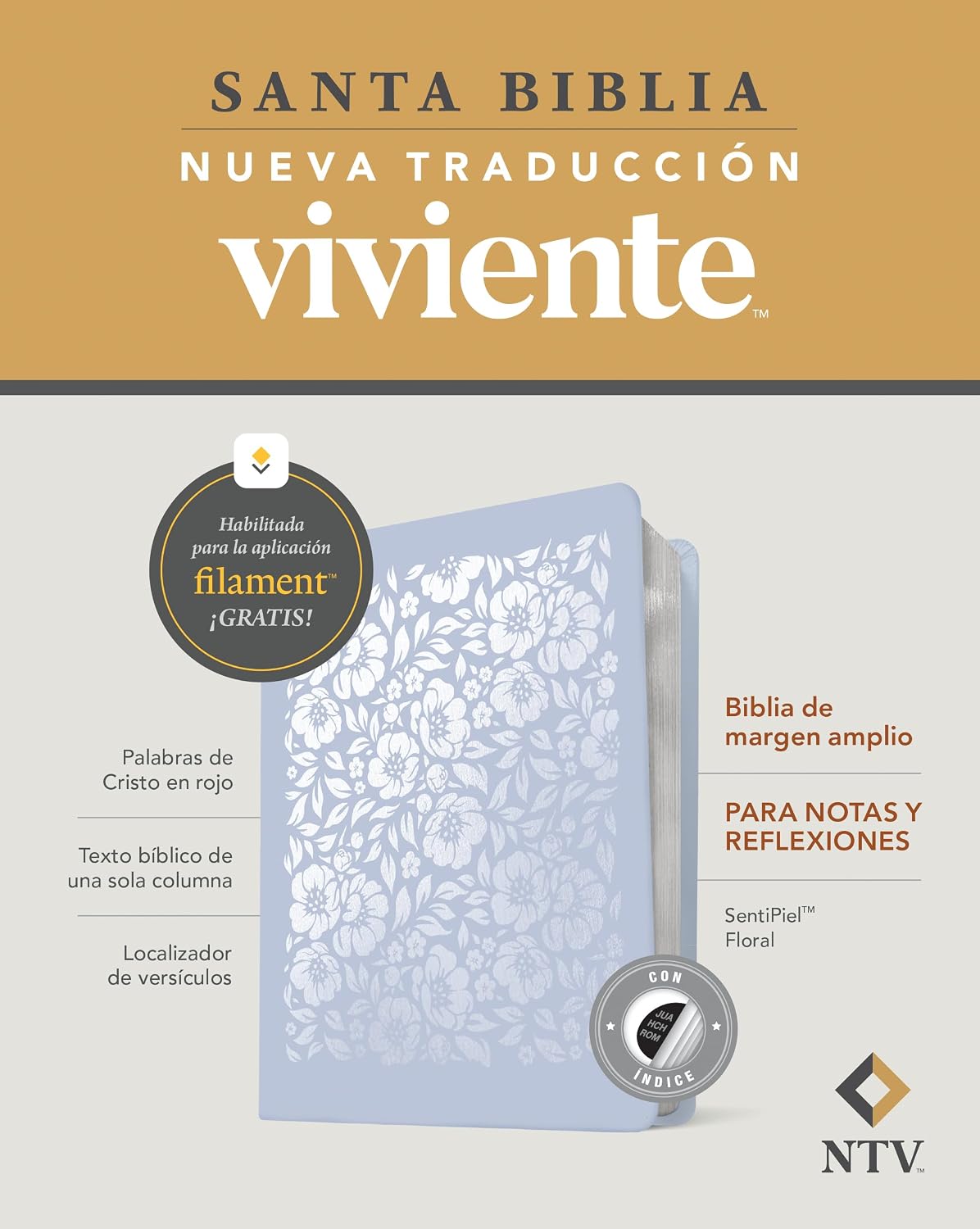 Biblia (NTV) de Margen Amplio con Filament, Sentipiel Floral