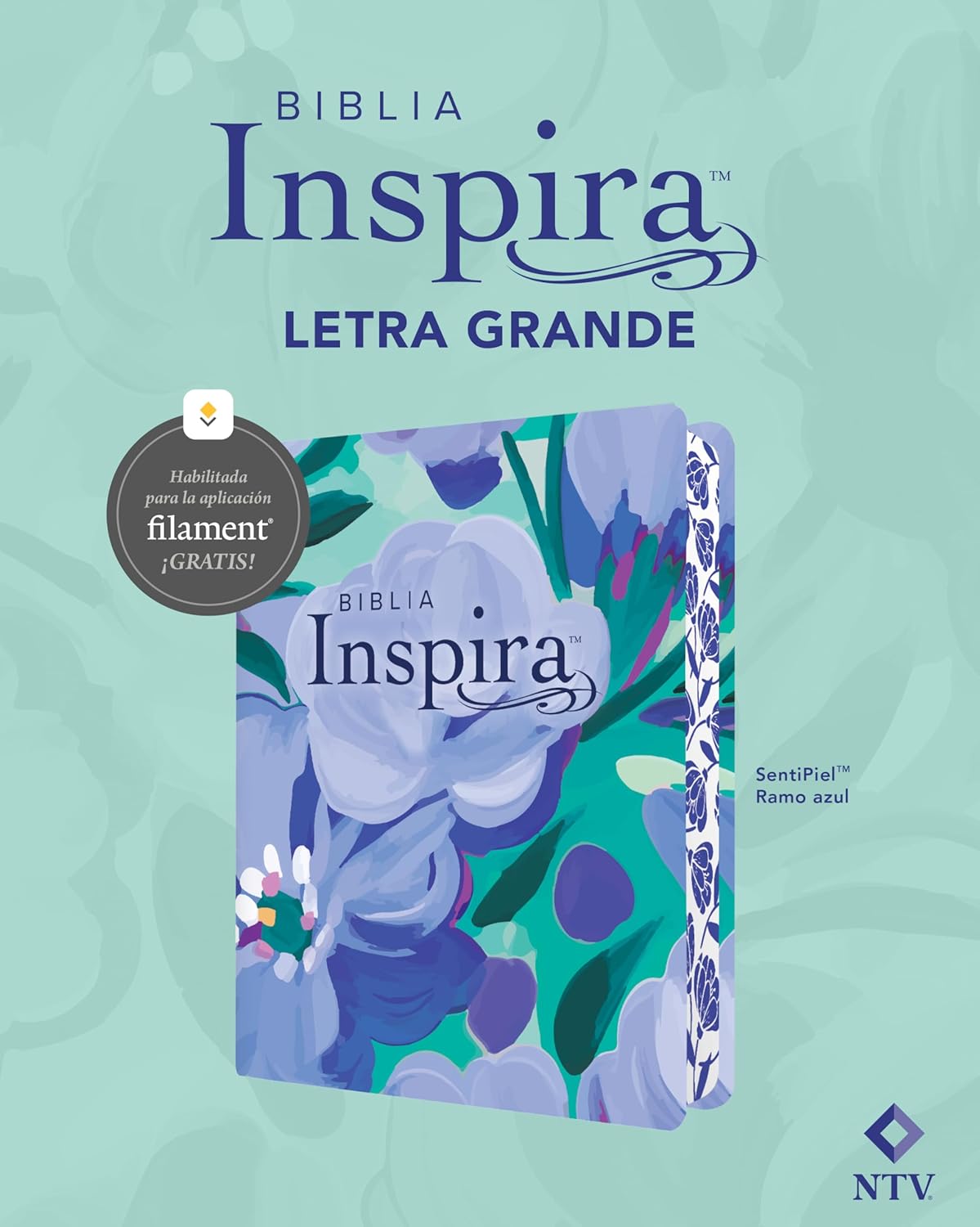 Biblia Inspira (NTV) con Filament, SentiPiel™ Ramo Azul