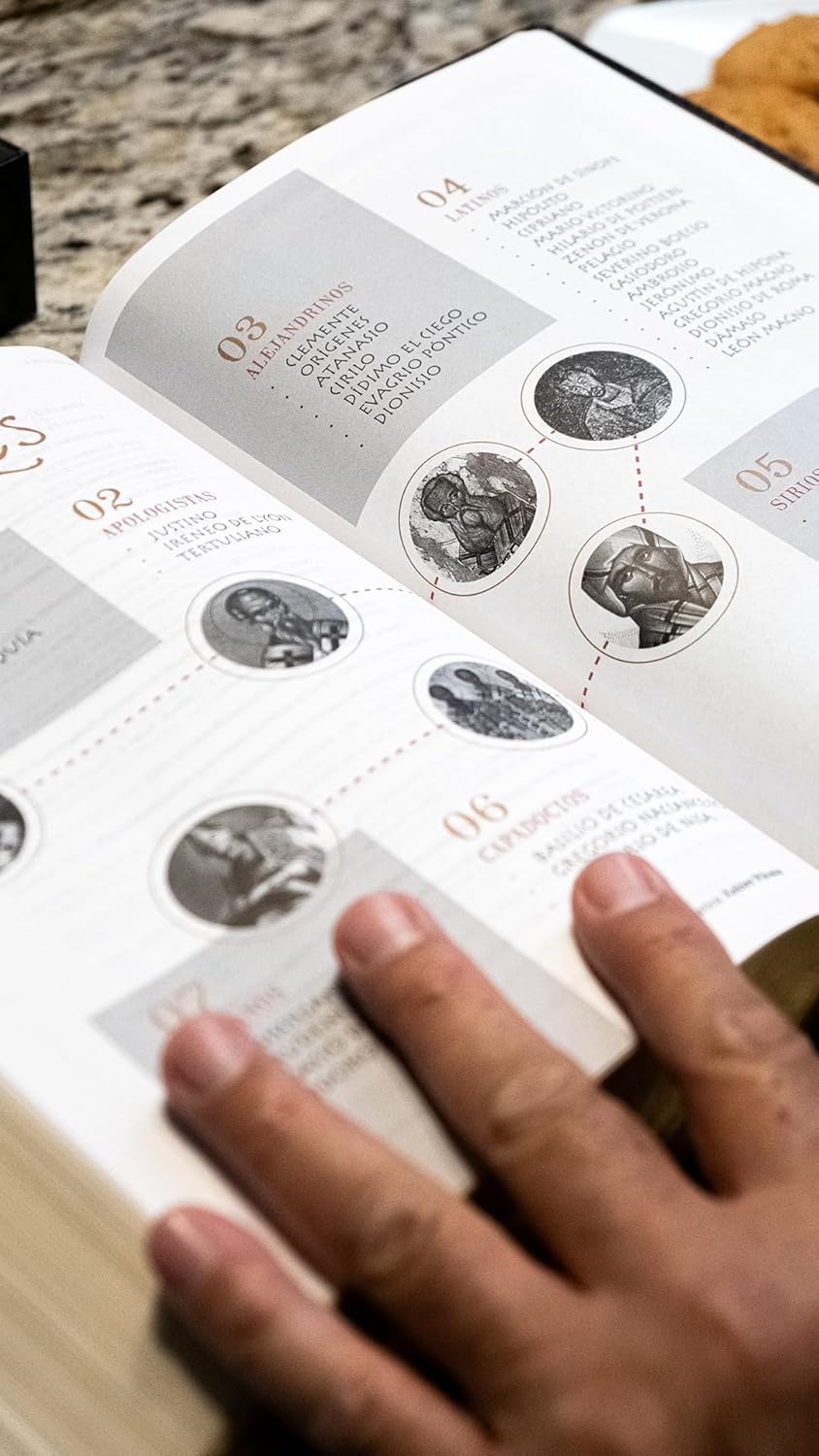 Biblia (RVR) de Estudio Patrística, LeatherSoft™ Marrón : La Sabiduría del Cristianismo Antiguo, siglos I al VI