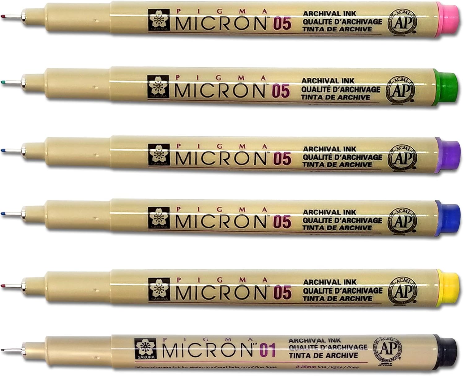 Sakura Pigma Micron Set of 6 Bible Note Pens, Ultra-Fine/Fine Point Underliners