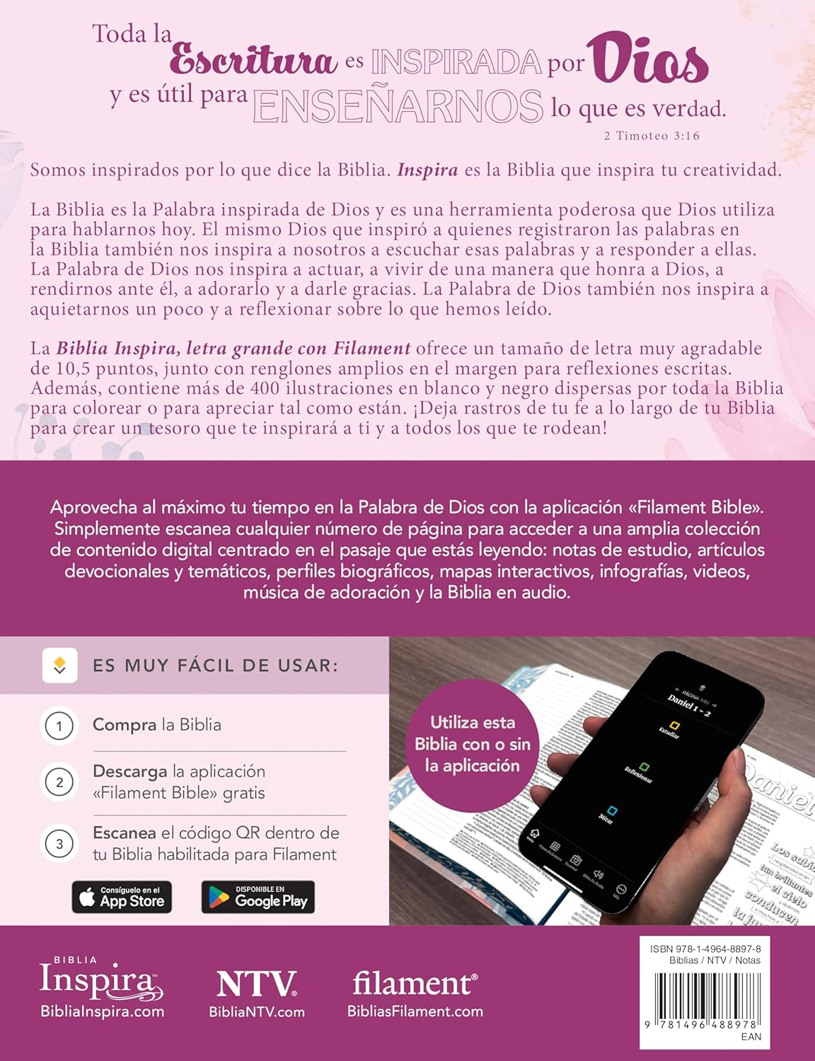 Biblia Inspira (NTV) con Filament, SentiPiel™ Primaveral