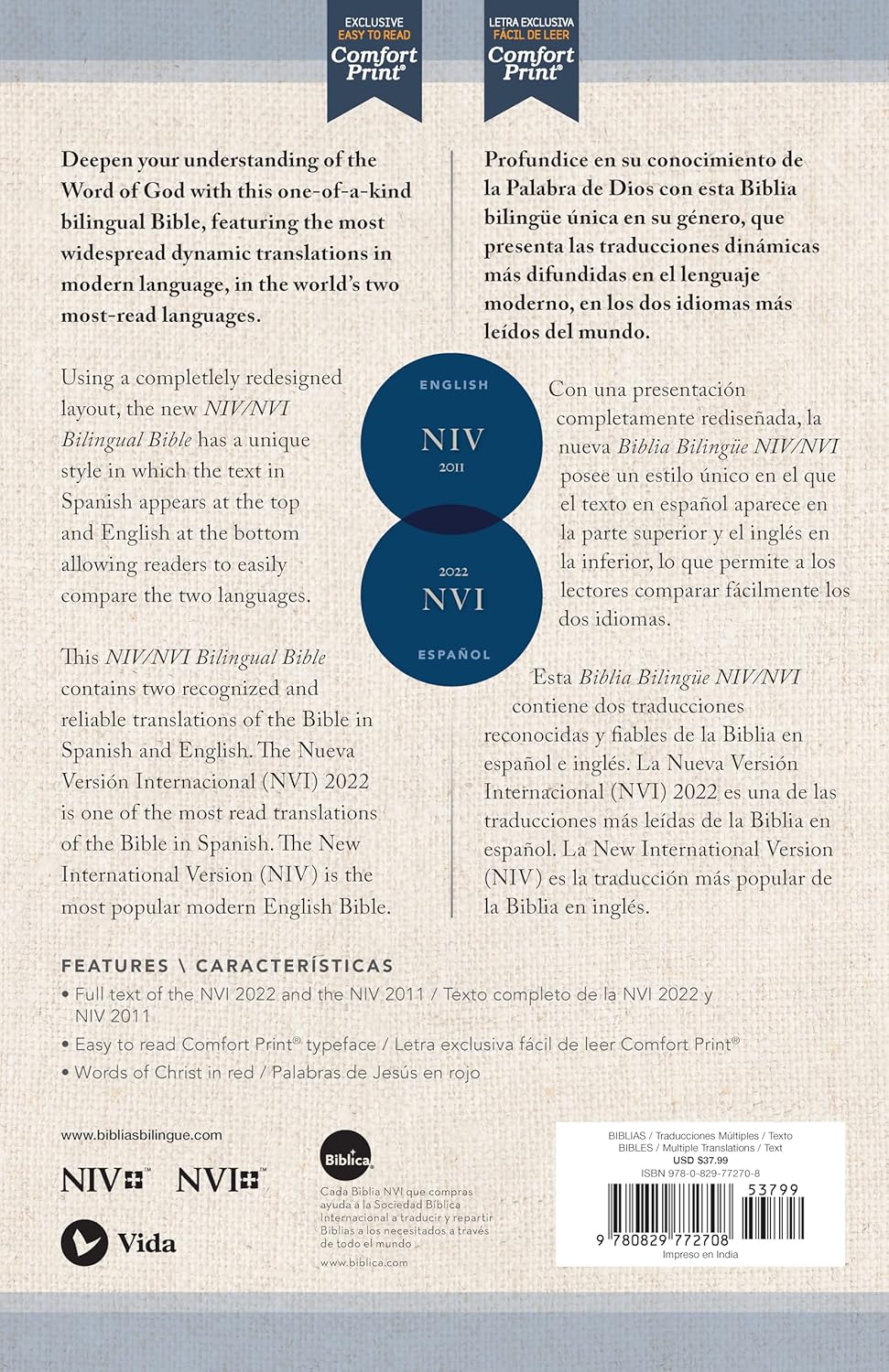 Biblia Bilingüe (NIV/NVI), Leathersoft™ Azul