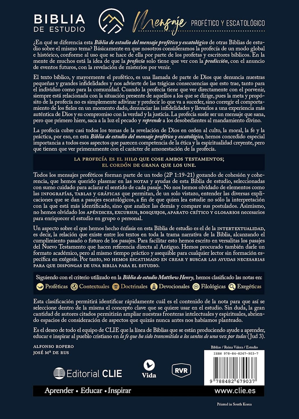 Biblia (RVR) de Estudio del Mensaje Profético y Escatológico, LeatherSoft™ Negro, con Índice