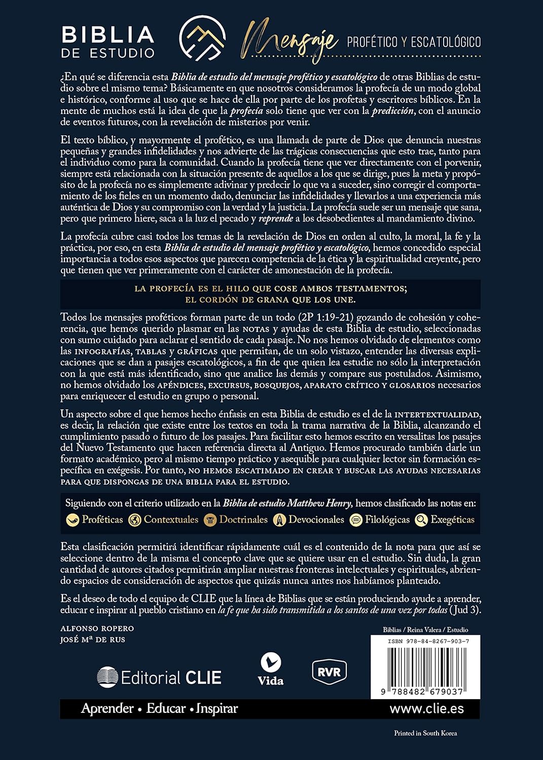 Biblia (RVR) de Estudio del Mensaje Profético y Escatológico, LeatherSoft™ Negro, con Índice