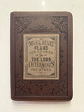 Libreta Cuero Café con Cremallera "Proverbs 16:9"