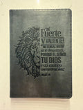 Diario Grande Cuero Gris "Josué 1:9"
